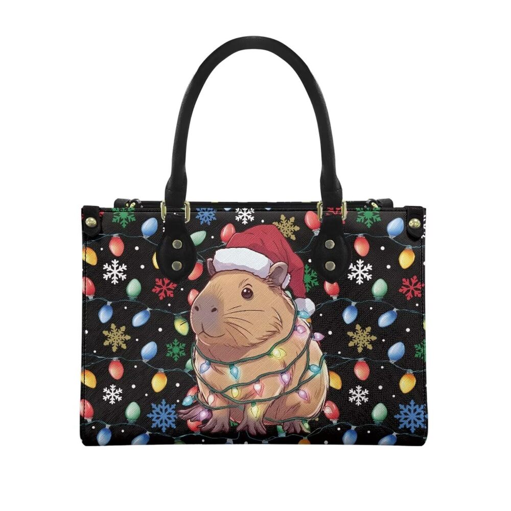 6521 Christmas Shoulder Handbag Christmas Capibara Print Tote Shoulder Bag